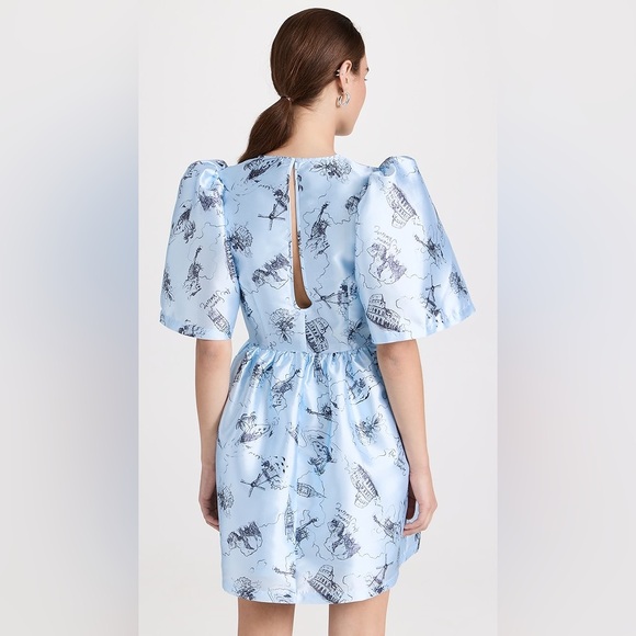 Stella Nova Mio Puff Sleeve Dress Anthropologie EU 40 US M Landmark Print - Picture 11 of 11